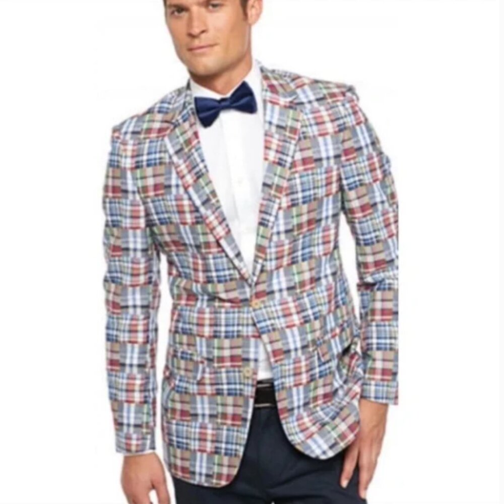 Alan Flusser Patchwork Checkered Suit Jacket Blaz… - image 1